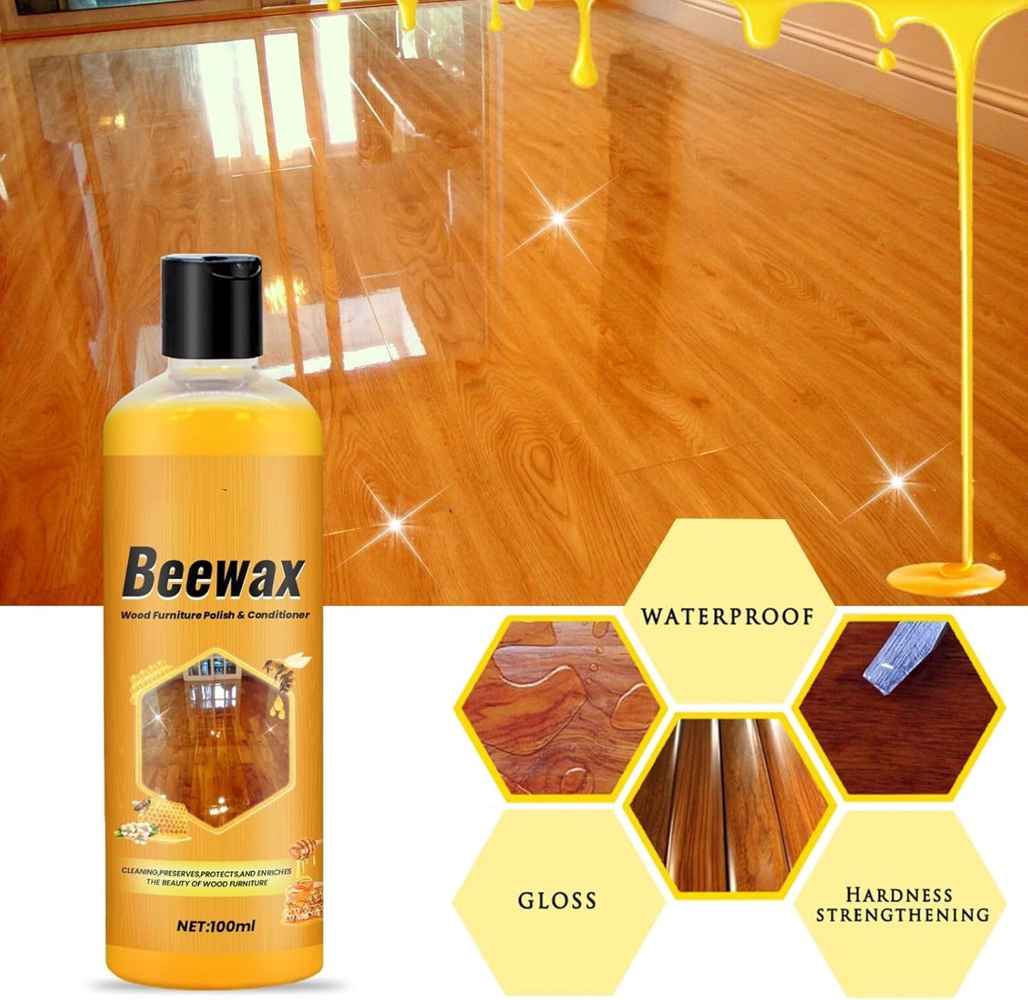 Beeswax Furniture Polish, Colorless Wood Wax for Furniture Protection