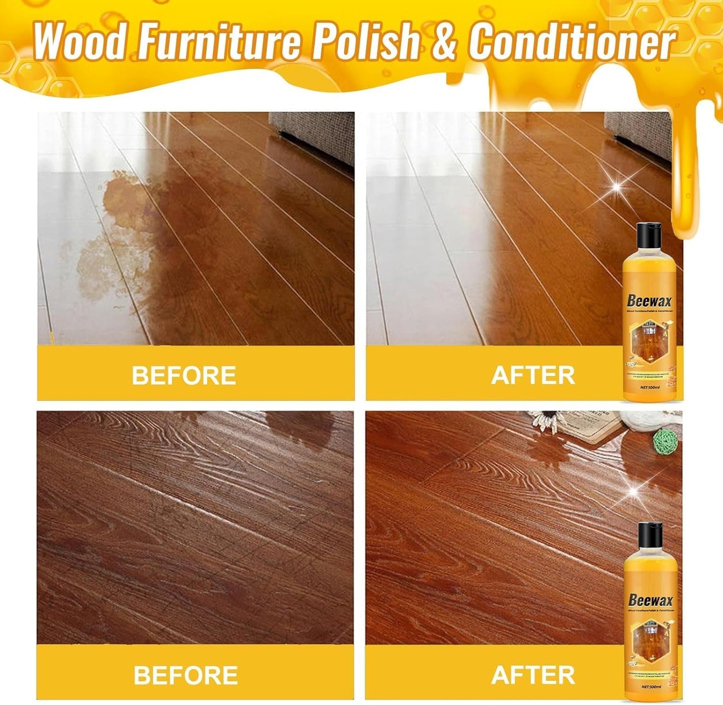 Beeswax Furniture Polish, Colorless Wood Wax for Furniture Protection