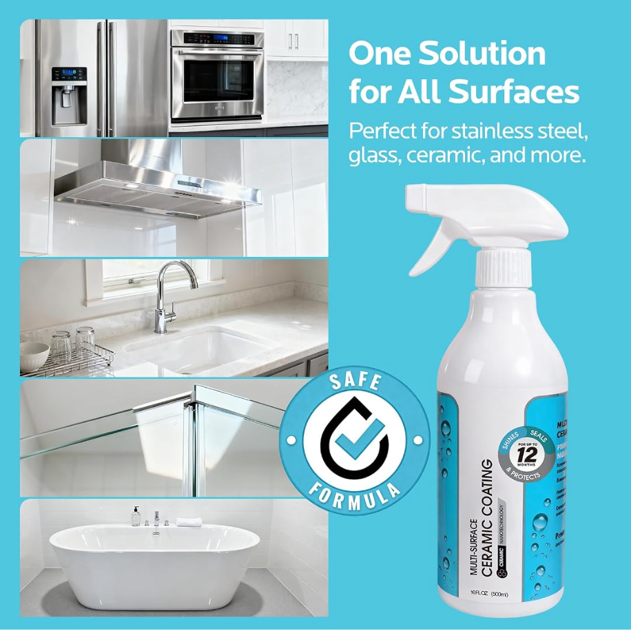 Ceramic Coating Spray for Stainless Steel & Glass - Long lasting Protection